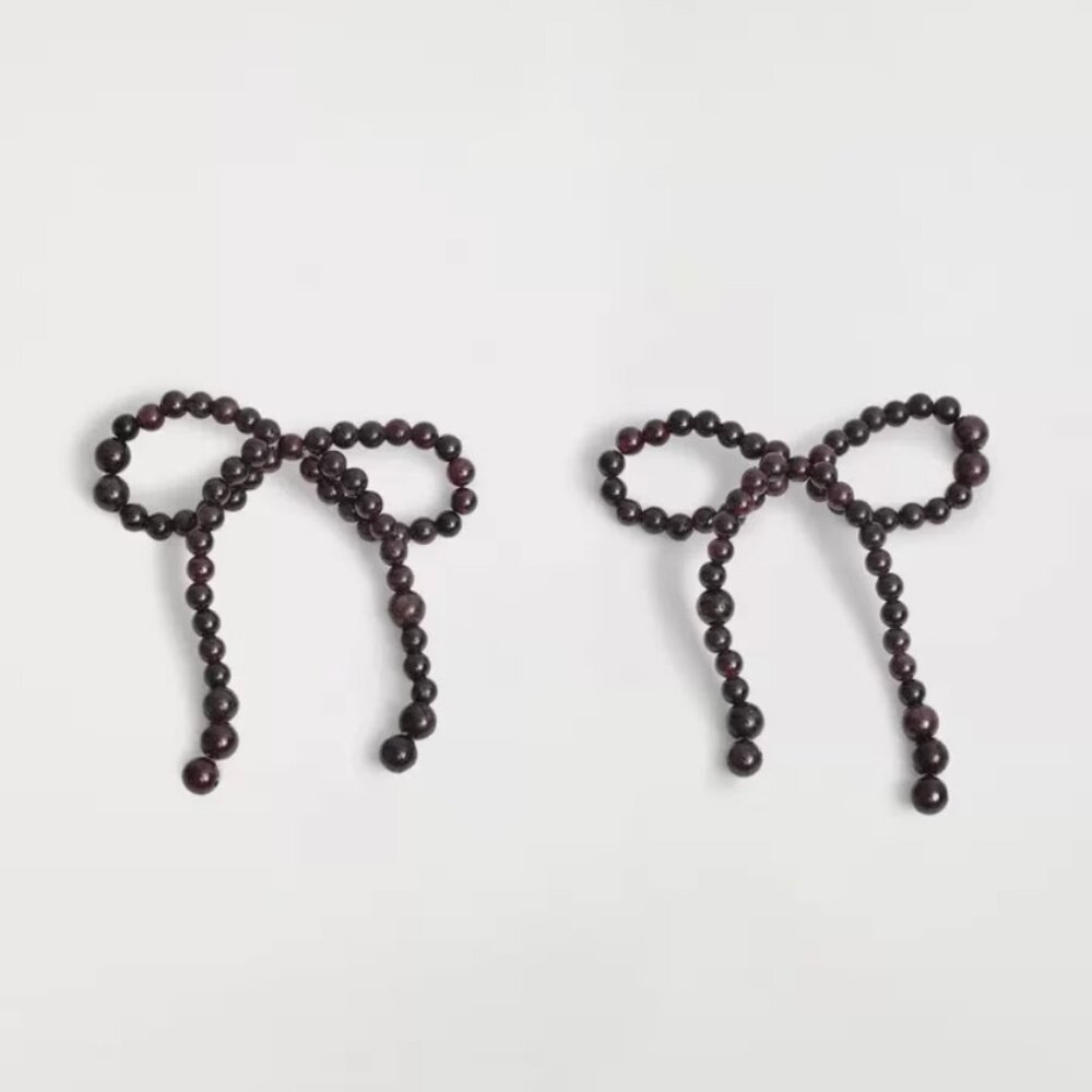 NWT COS Garnet Bow Earrings Cafe Brown